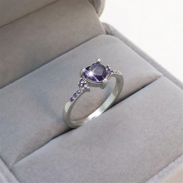 Heart of Color S925 Sterling Silver Heart Gemstone Ring