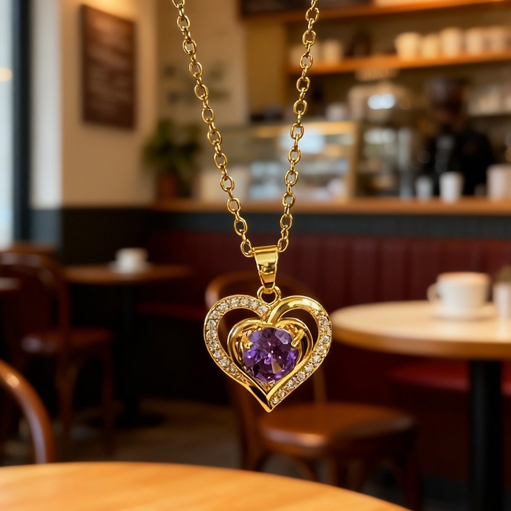 Heart of the Ocean Dream 18K Gold Ocean Heart Gemstone Necklace