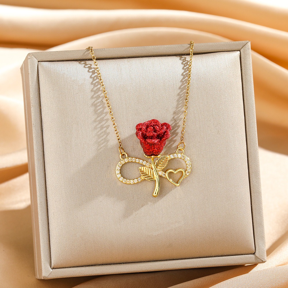 Crimson Rose Legacy 18K Gold Rose Collection Necklace
