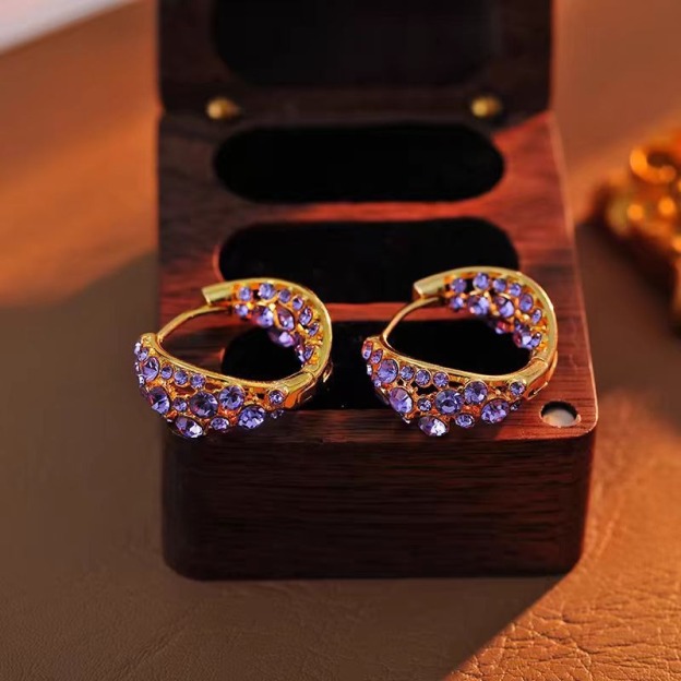 Luminous Pavé 18K Gold Colored Diamond Huggie Earrings Dazzling Presence at Your Ears