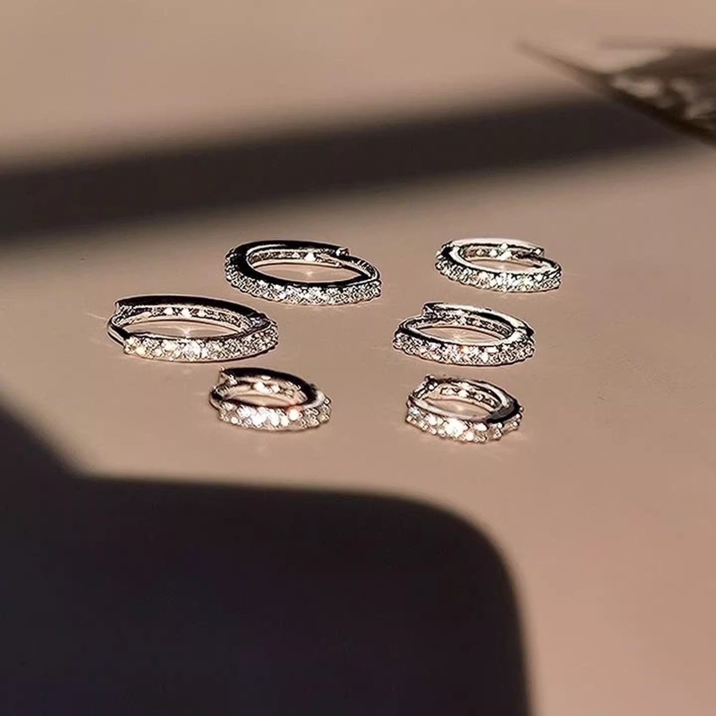 Pavé Stack Trio S925 Sterling Silver Multi-Size Huggie Earrings Layered Elegance at Your Ears