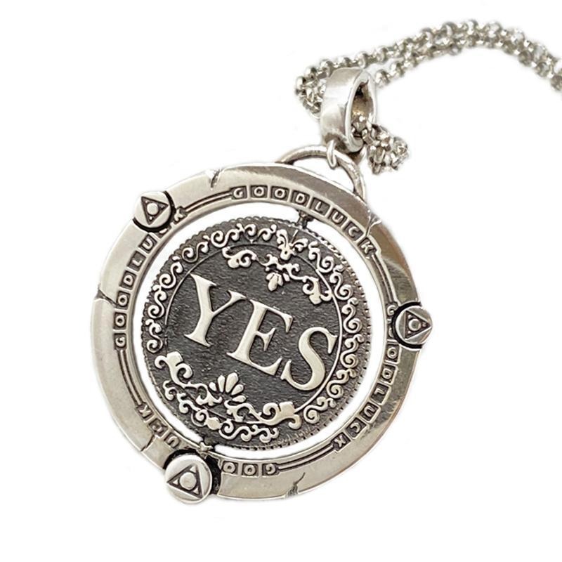 Unisex Retro Spinning Decision Coin Necklace