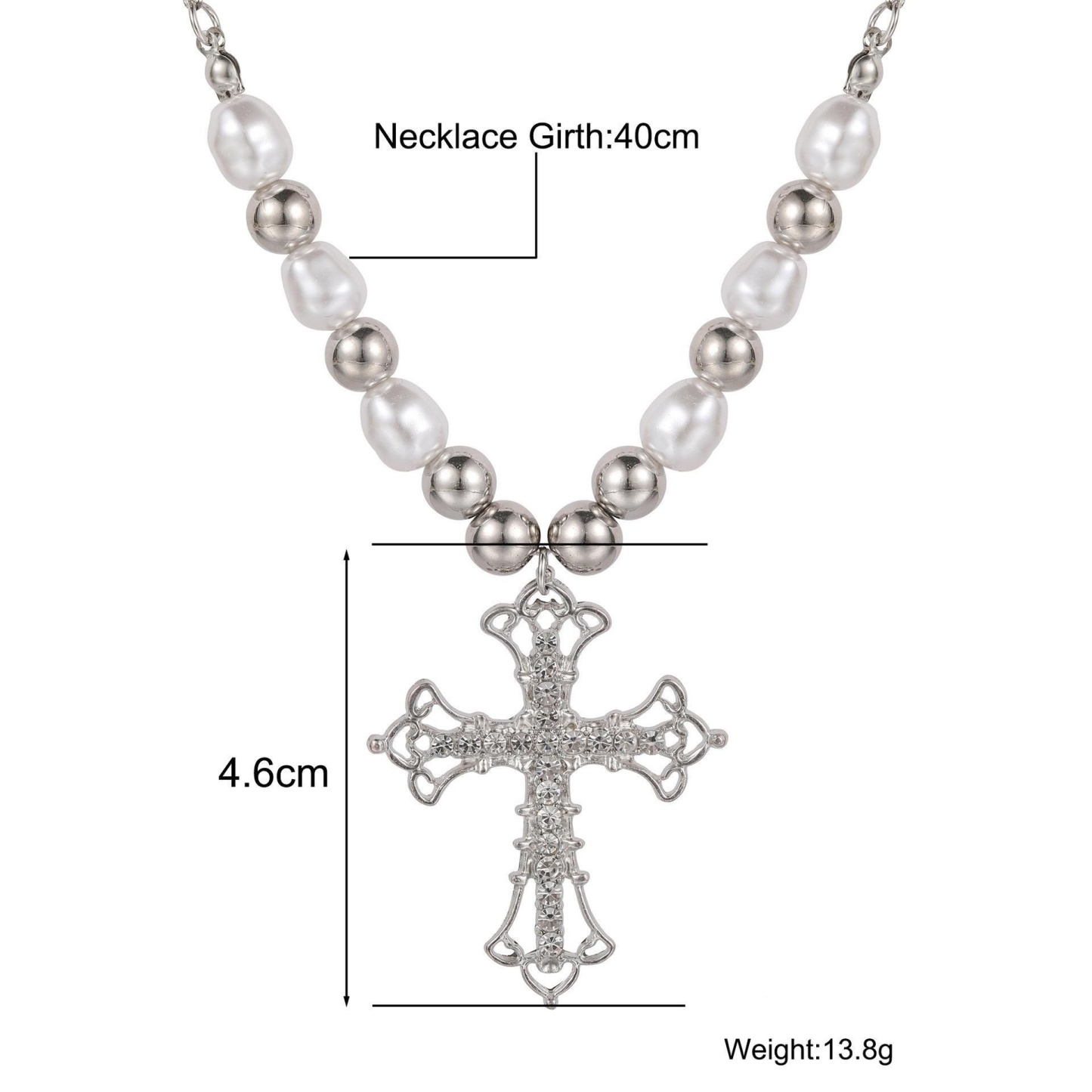 Sacred Pearl Baroque Pearl Crystal Cross Necklace Timeless Faith Elegance
