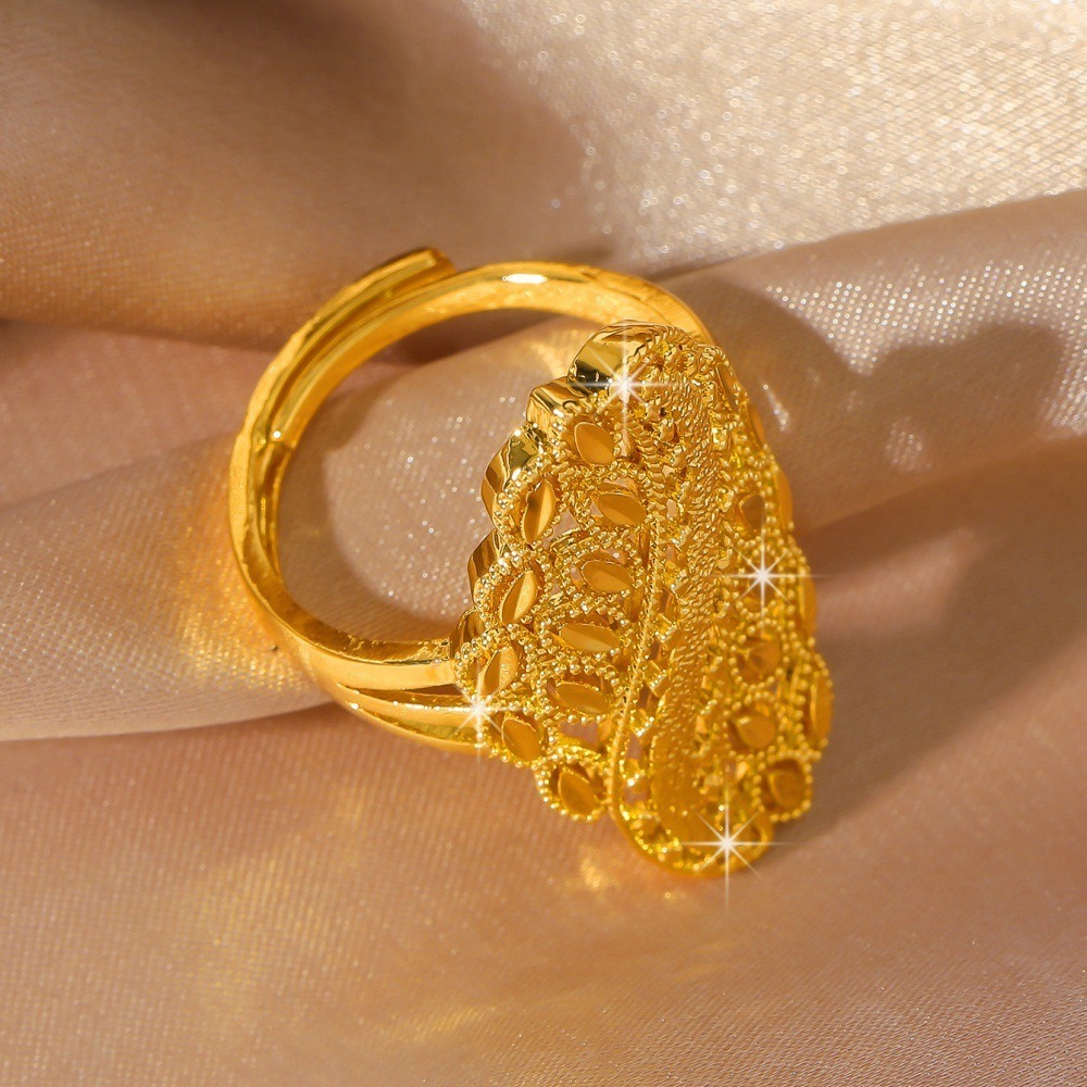 Golden Harvest Wheat 18K Gold-Plated Filigree Wheat Ring Timeless Abundance 