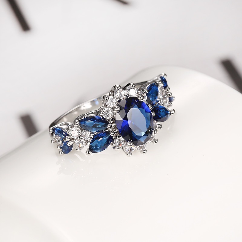 Blossom Whisper S925 Sterling Silver Two-Tone Flower Cluster Gem Ring