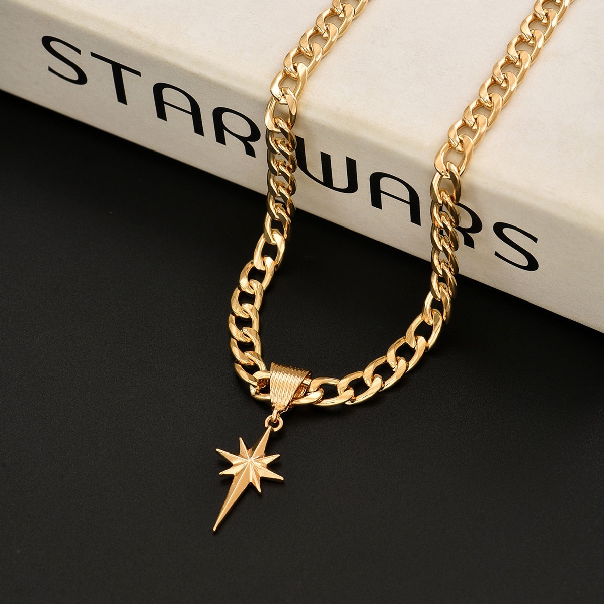 Starlight Guidance Two-Tone Cuban Link Starburst Necklace