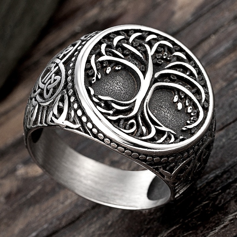Tree of Life Guardian S925 Silver Celtic Knot Vintage Oxidized Ring