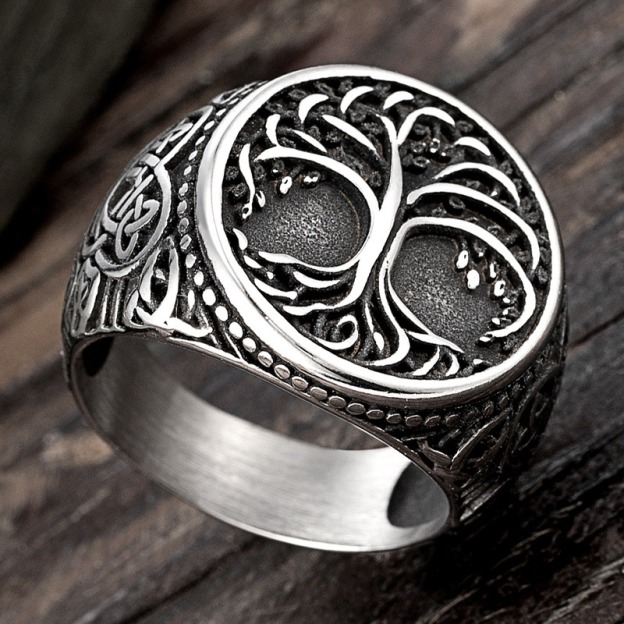 Tree of Life Guardian S925 Silver Celtic Knot Vintage Oxidized Ring