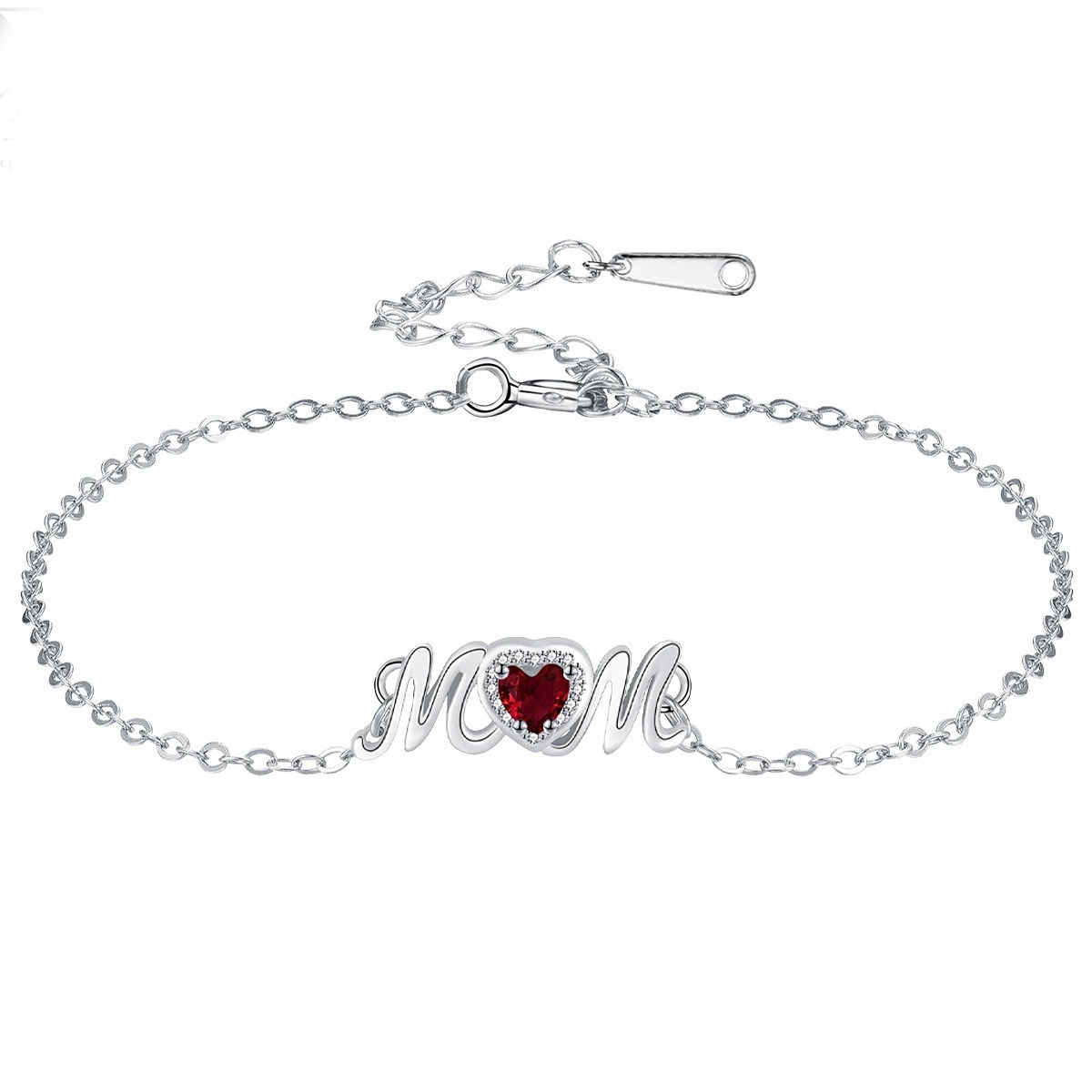 Beloved MOM S925 Silver Birthstone Heart Bracelet 