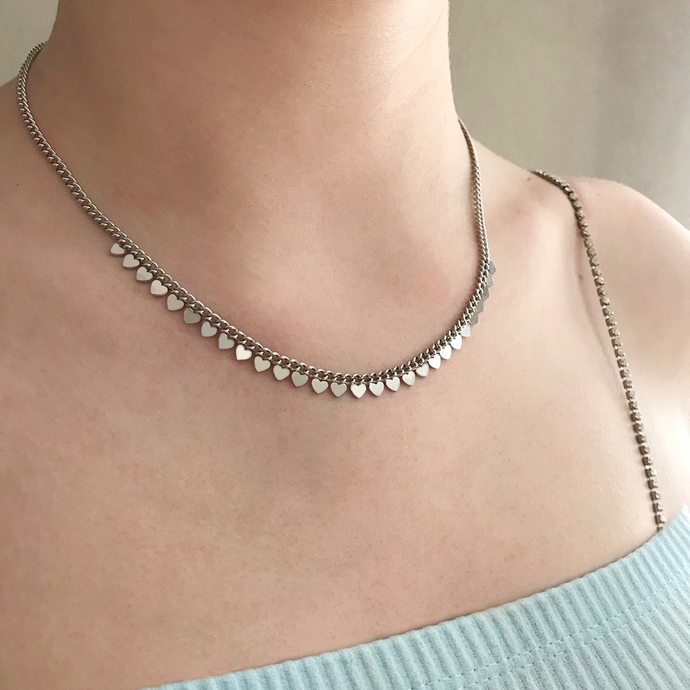 Heart Droplet Silver Gold Plated Dangling Heart Necklace