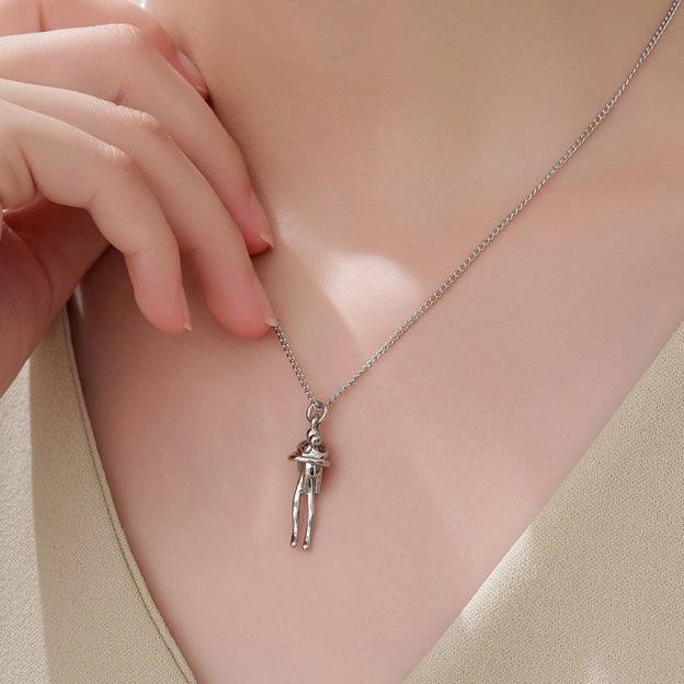 Eternal Embrace Two-Tone Hug Motif Mother's Day Necklace
