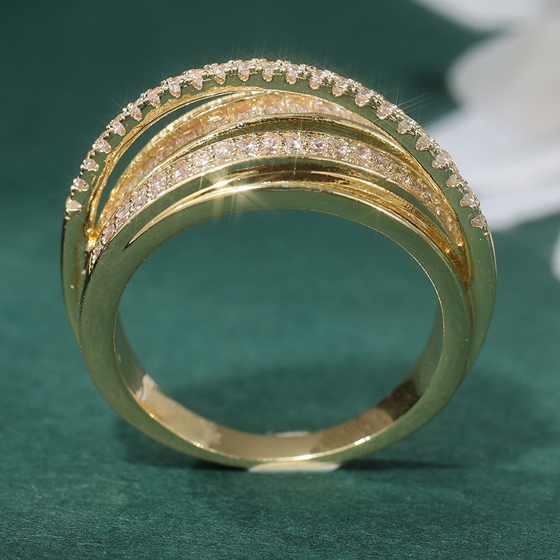 Interwoven Sparkle 18K Gold/White Gold Multi-Layer Pave Open Ring