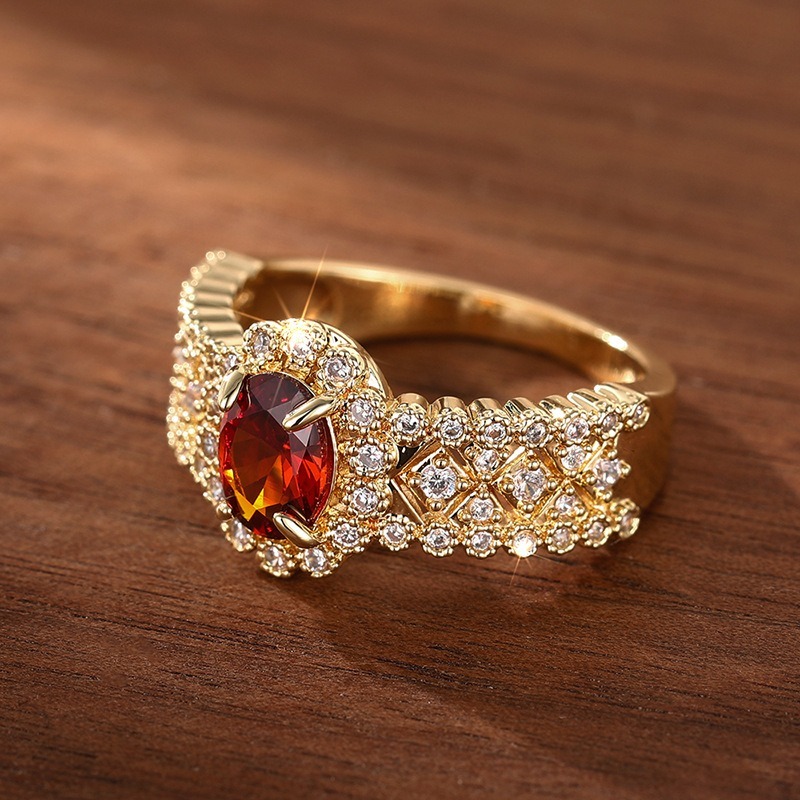 Queen of Flame Vintage Ruby Halo Ring