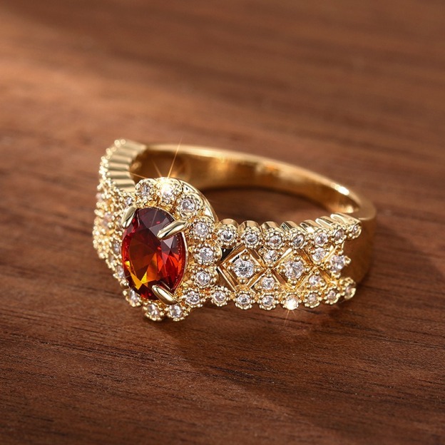 Queen of Flame Vintage Ruby Halo Ring