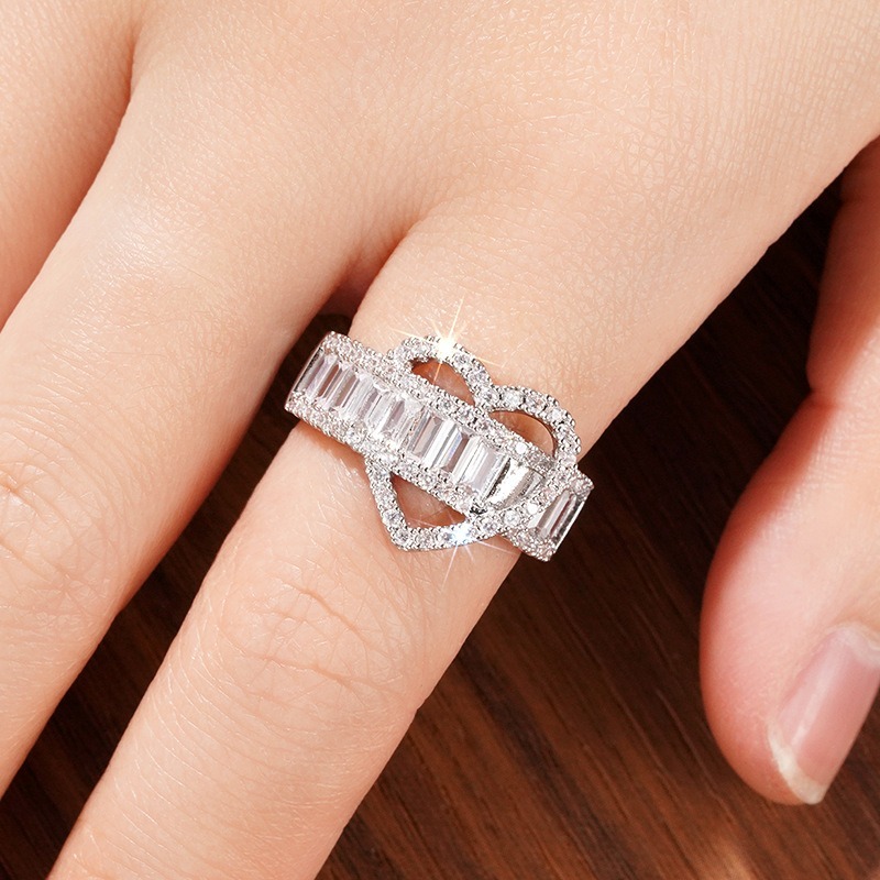 Heart Desire Two-Tone Hollow Heart Baguette Ring