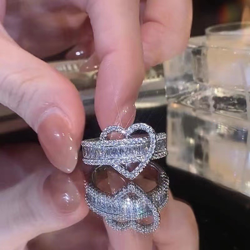 Heart Desire Two-Tone Hollow Heart Baguette Ring