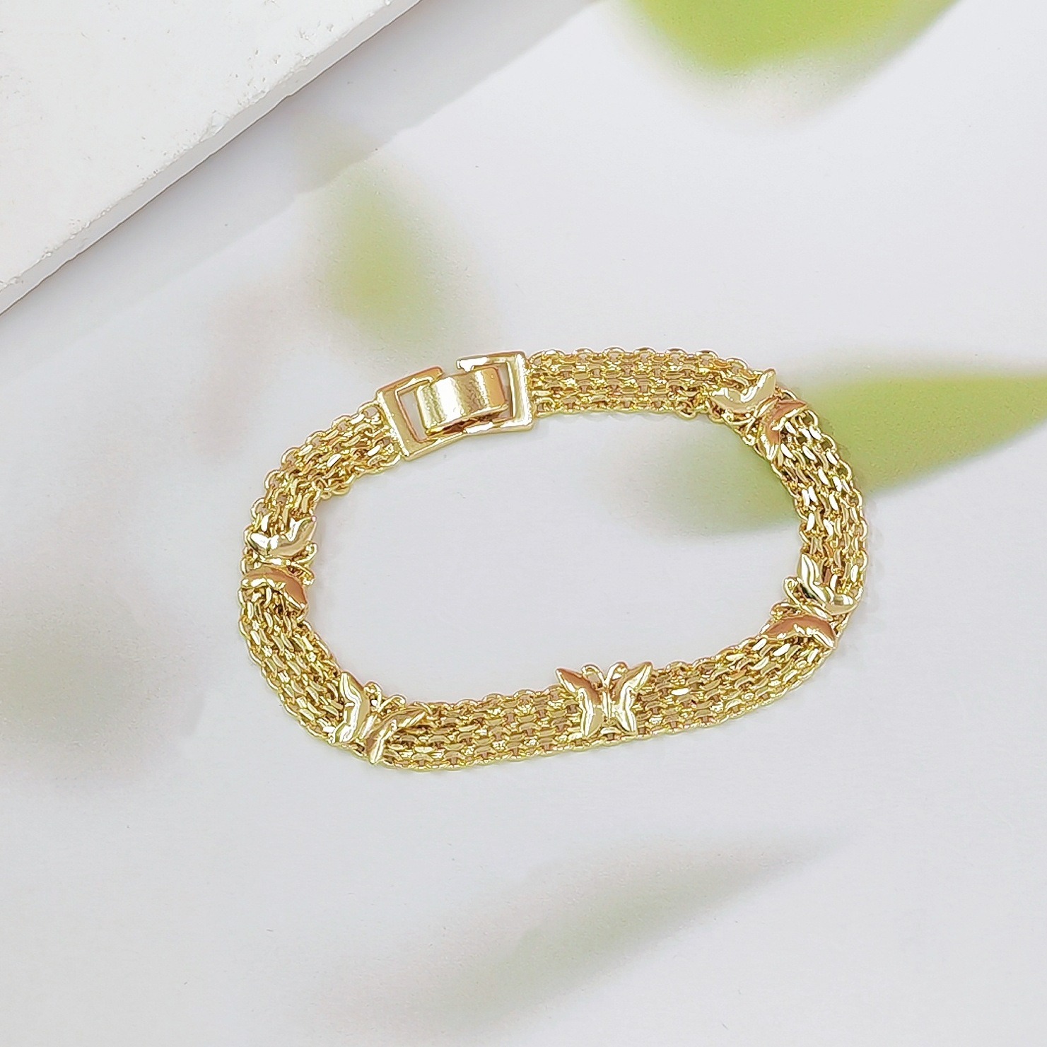 Butterfly Glow 18K Gold White Gold Multi-Layer Woven Bracelet