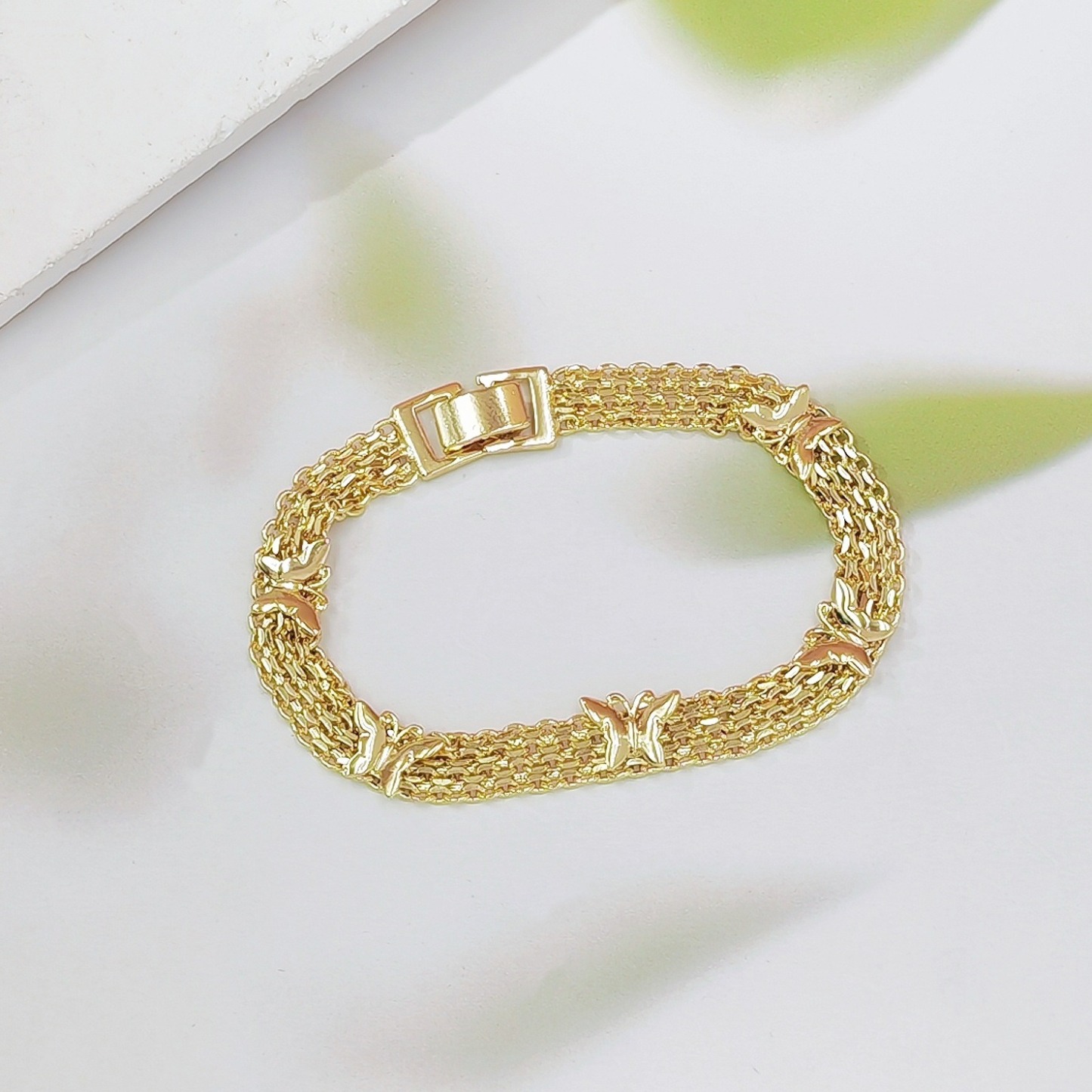 Butterfly Glow 18K Gold White Gold Multi-Layer Woven Bracelet