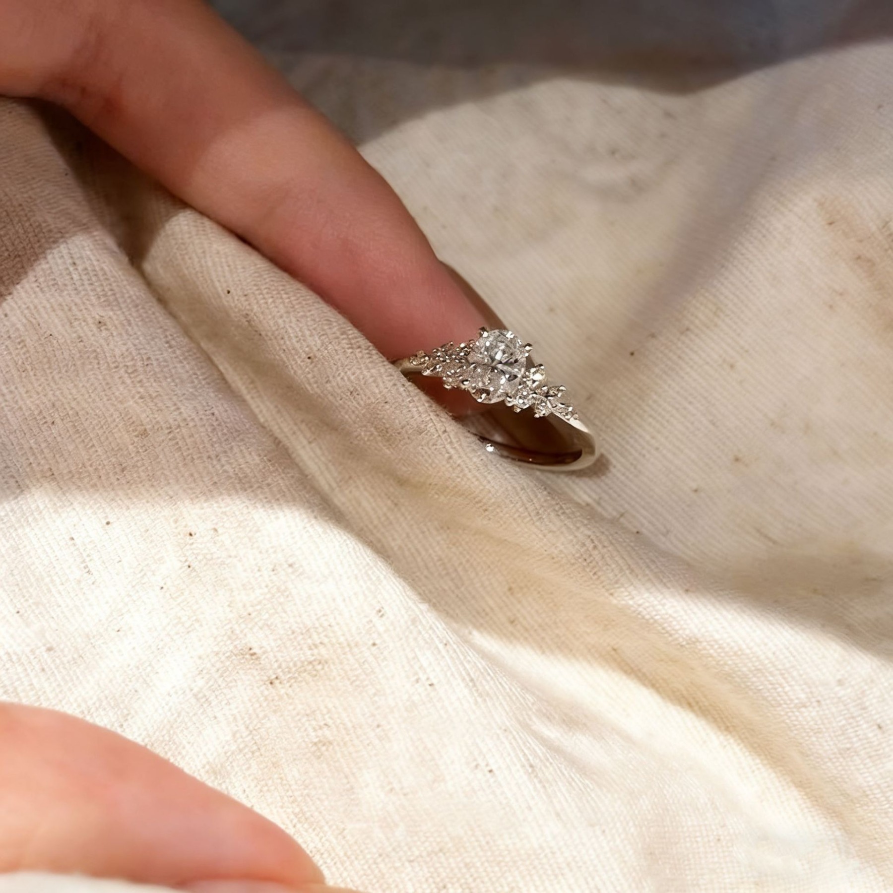 Starlight Vow Two-Tone Oval Cluster Open Ring