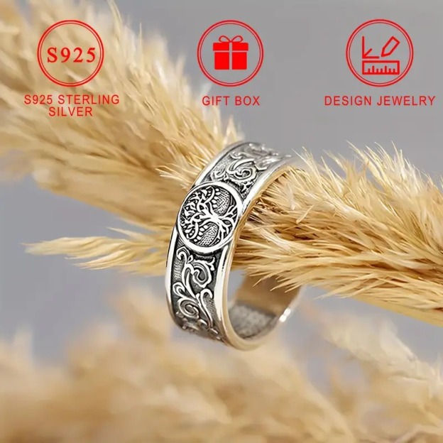 Tree of Life S925 Sterling Silver Vintage Band Ring