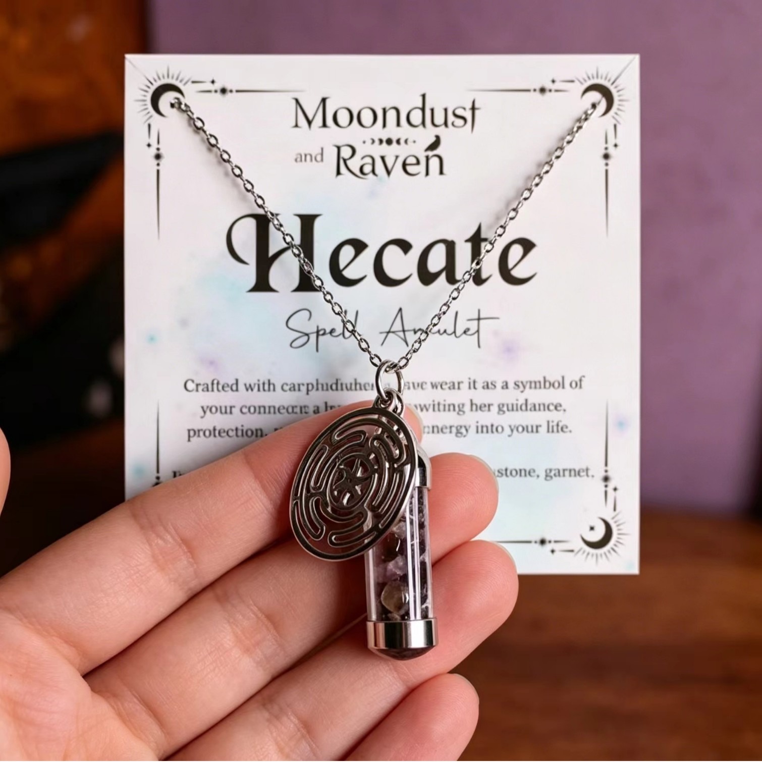 Natural Crystal & Herb Amulet Necklace