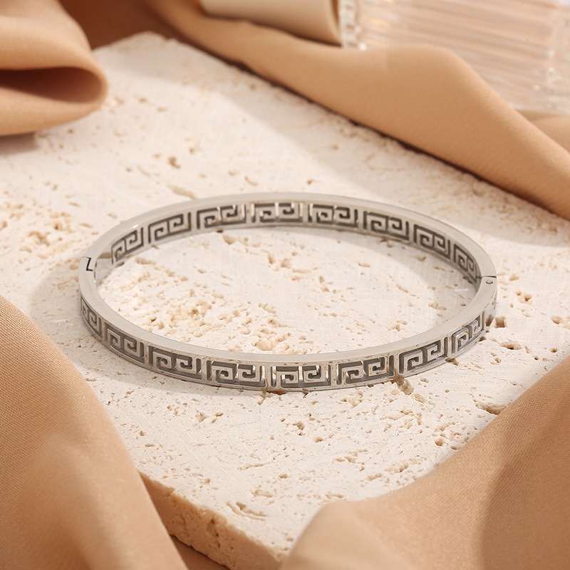 Timeless Greek Key Meander Bangle 