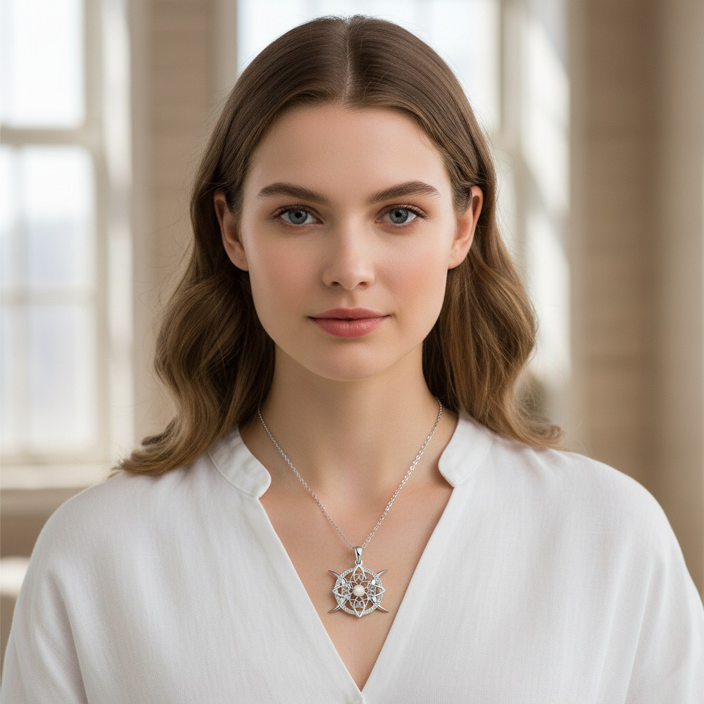 Sterling Silver Witch's Knot Opal Protection Necklace