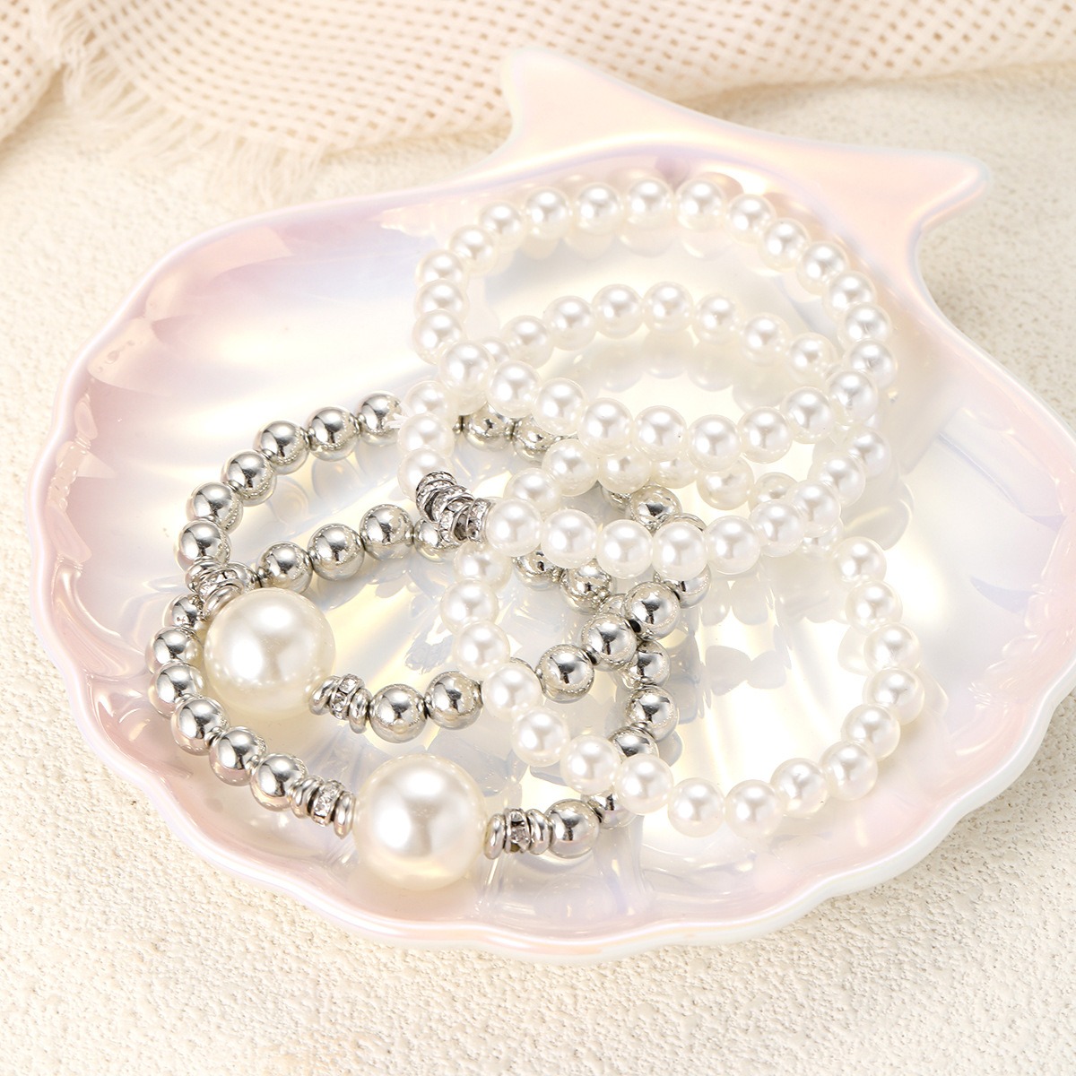 5-Piece French Style Pearl Bracelet Set