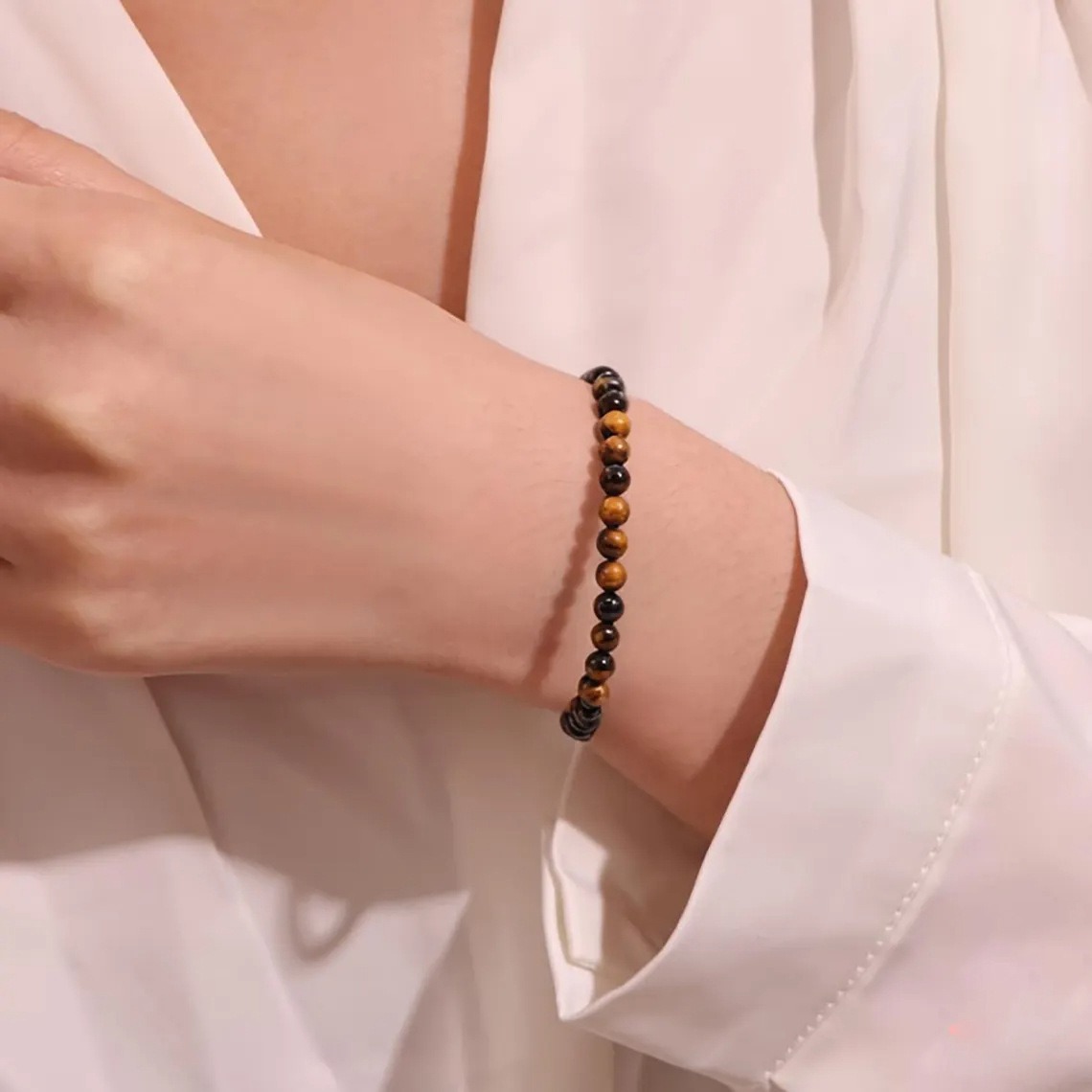 5A Grade Natural Yellow Tiger's Eye Bead Bracelet