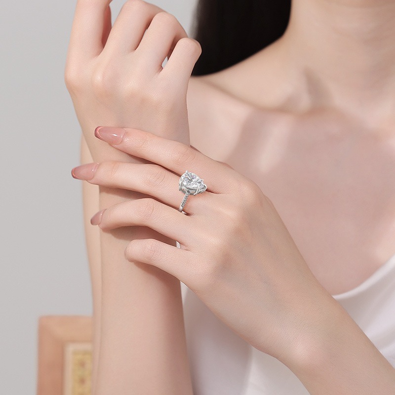 Sterling Silver 6-Prong Pear Cut Color Gem Ring
