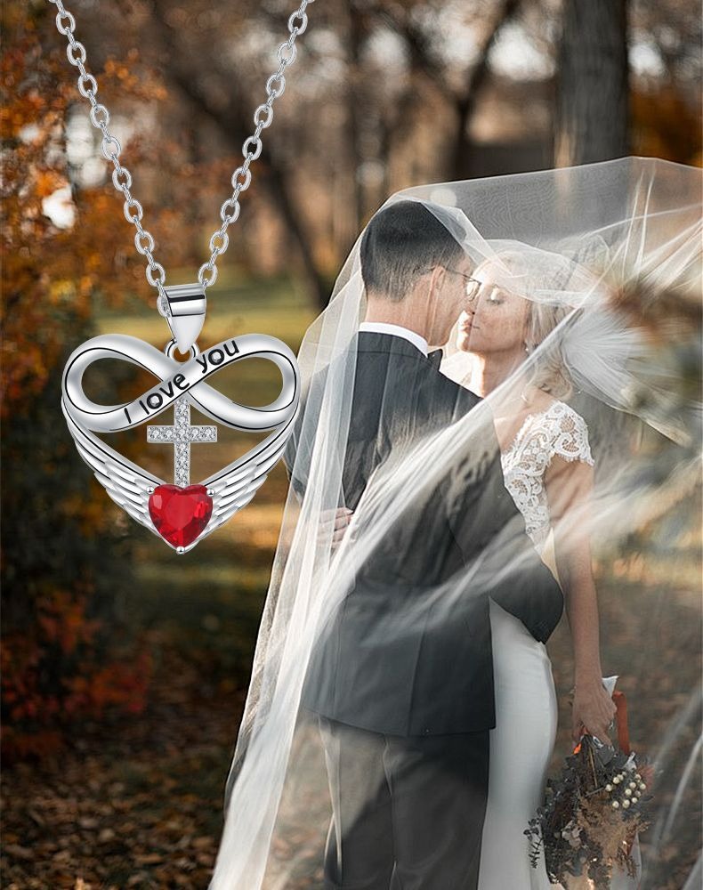 Sterling Silver Eternal Love Cross Wings Necklace