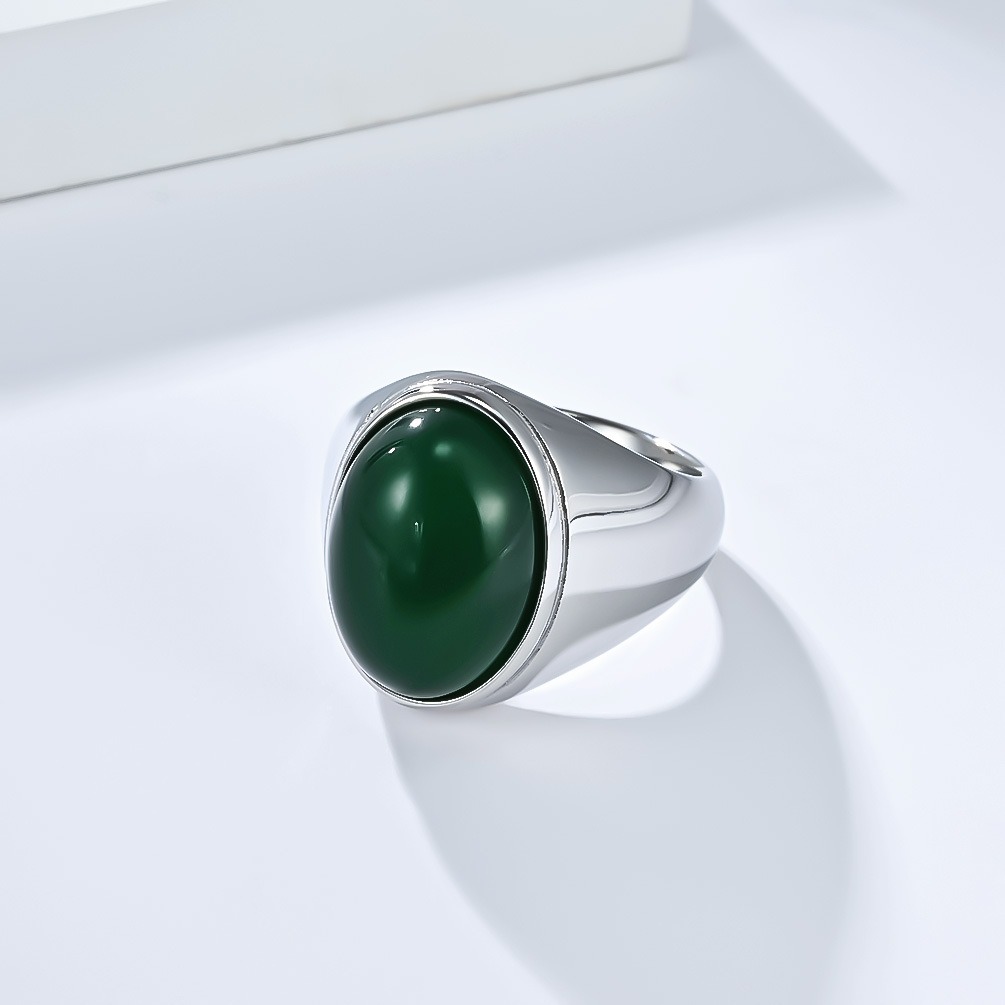Vintage Oval Cabochon Natural Stone Signet Ring