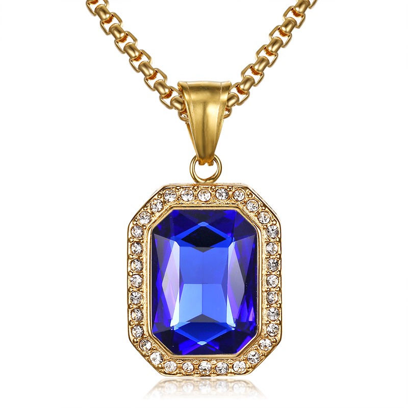 18K Gold Emerald-Cut Halo Pendant Necklace
