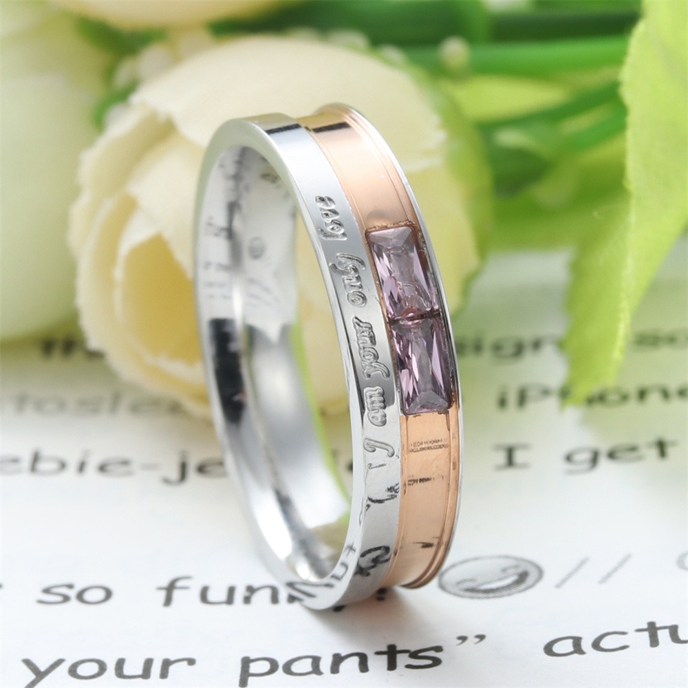 316L Stainless Steel Couple Engraved Ring Set