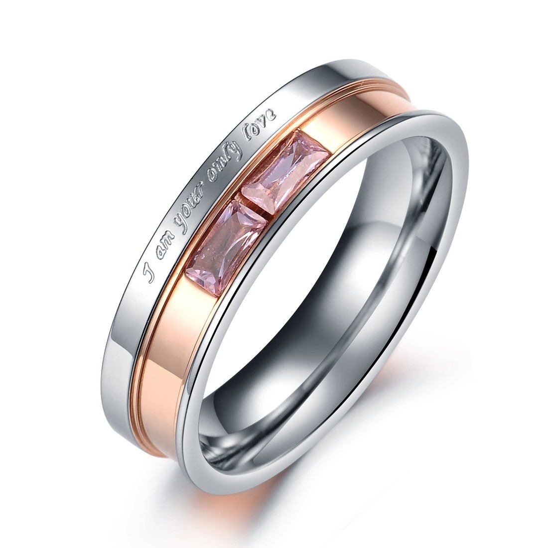 316L Stainless Steel Couple Engraved Ring Set