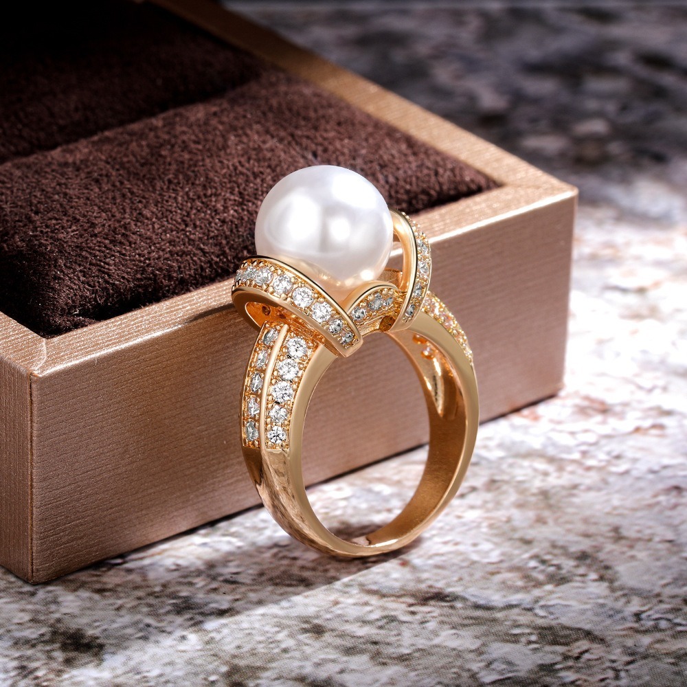 18K Gold Wrapped Lustrous Pearl Ring