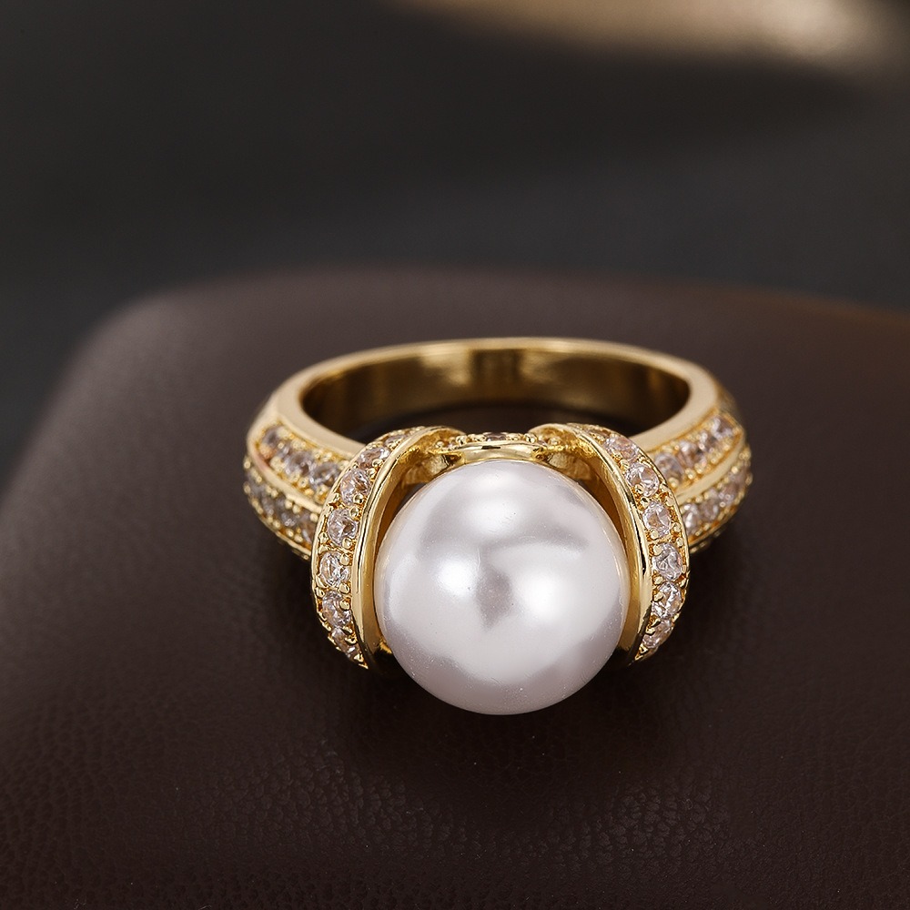 18K Gold Wrapped Lustrous Pearl Ring