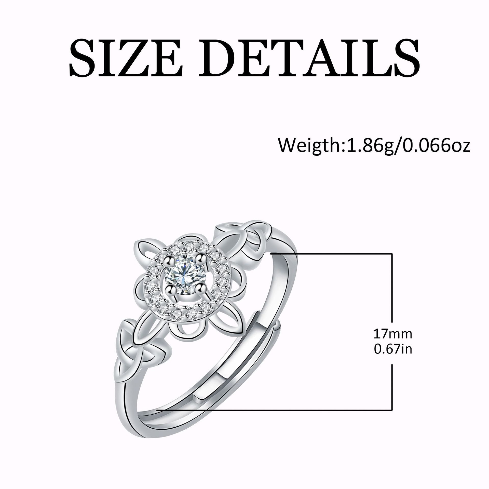 Celtic Guardian Blossom S925 Sterling Silver Platinum Plated Diamond Ring Timeless Strength Protection