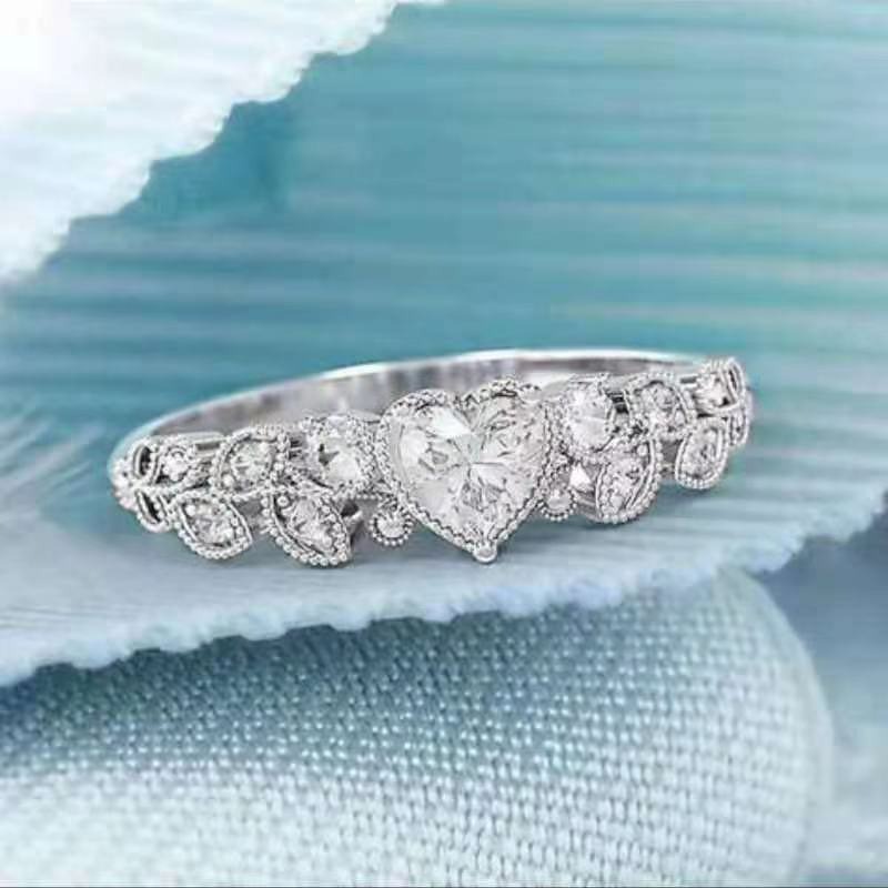 Vine of Hearts S925 Silver Micro-Pavé Heart Gemstone Ring