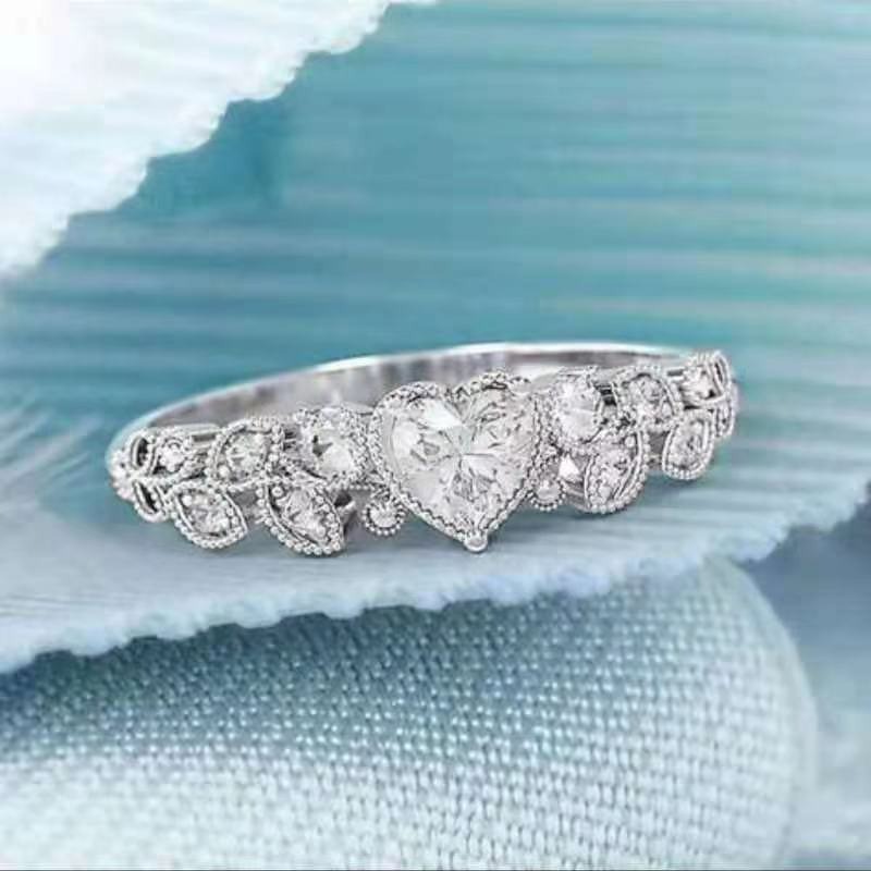 Vine of Hearts S925 Silver Micro-Pavé Heart Gemstone Ring