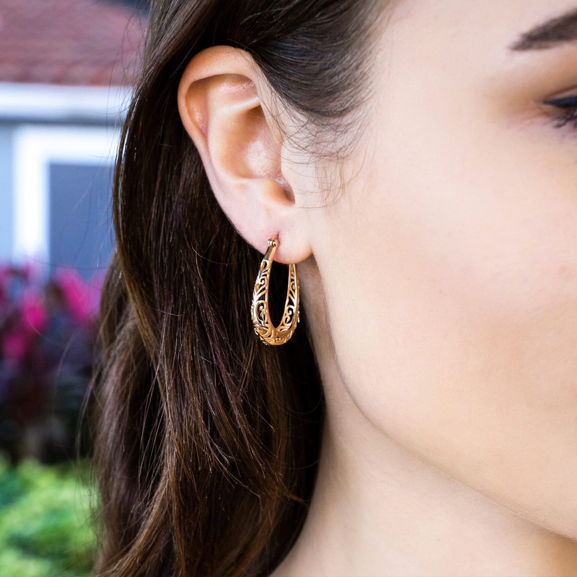 Celtic Vine S925 Silver Vintage Filigree Teardrop Hoop Earrings
