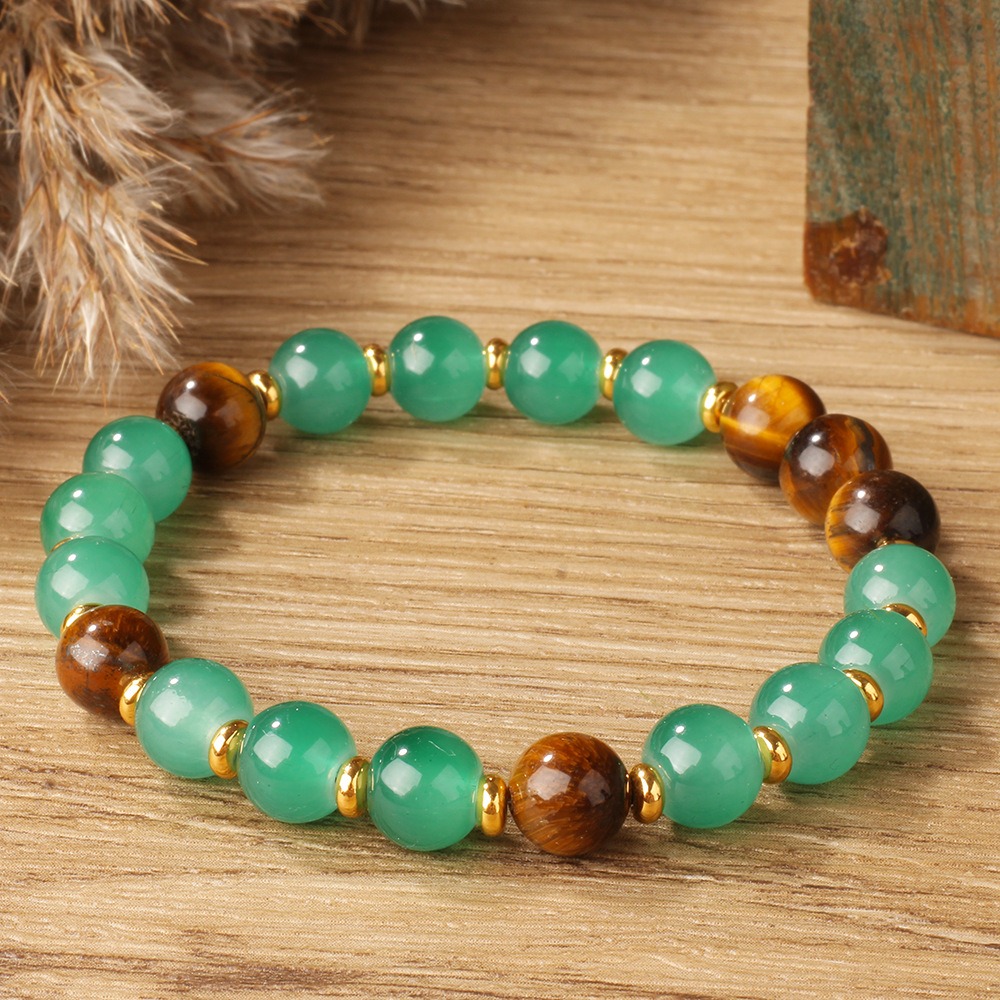 Prosperity Protection Natural Tiger's Eye Green Aventurine Bracelet