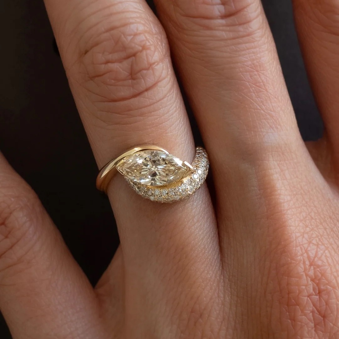 Marquise Cut Moissanite Wrap Ring | Gold & Silver Available | Elegant Modern Design