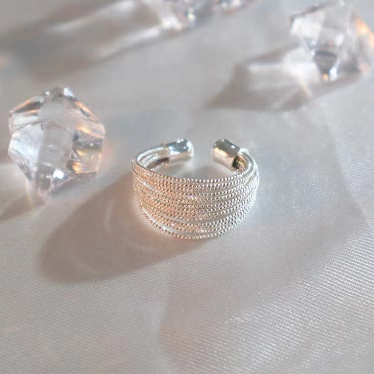 Woven Texture Band Gold/Silver Wide Weave Ring｜Vintage Texture for Daily Elegance