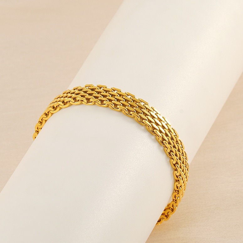 Gilded Weave Two-Tone Braided Texture Bracelet