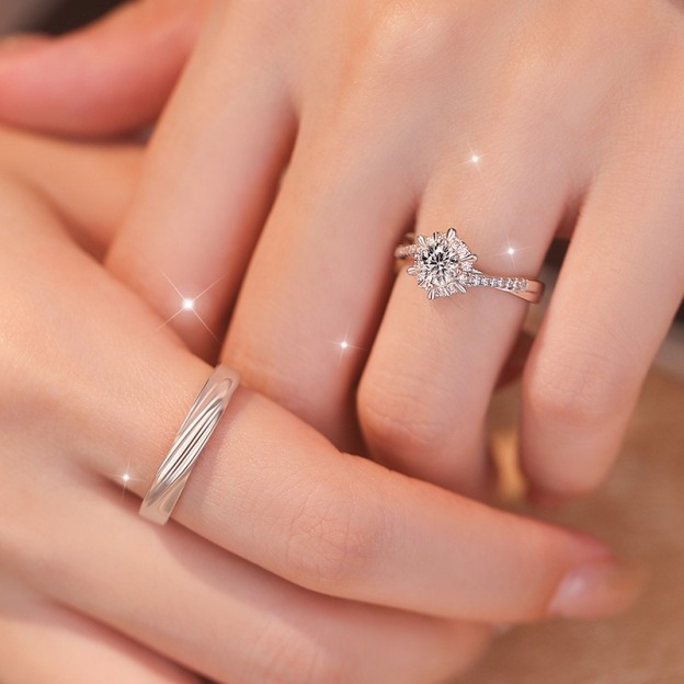 Starlight Vow S925 Sterling Silver Couple Open Rings