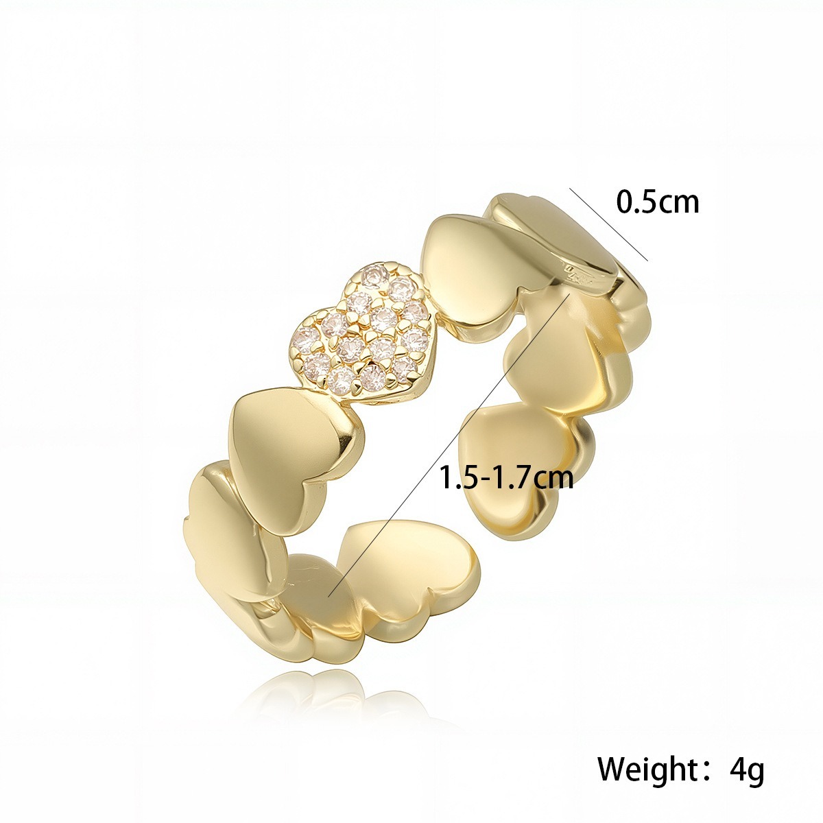 Heart Petal Ripple 18K Gold Heart Pavé Ring