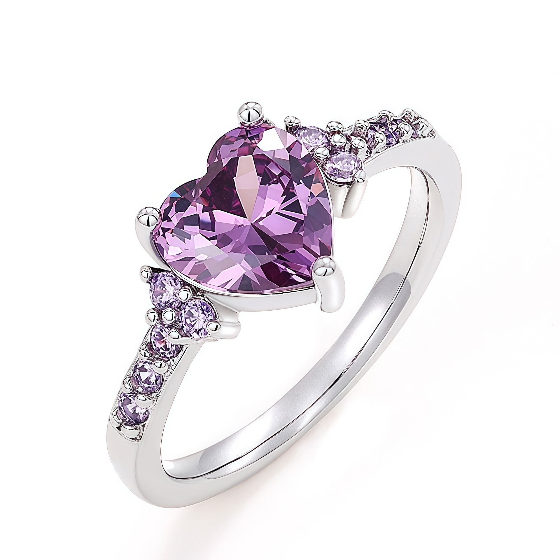 Heart of Color S925 Sterling Silver Heart Gemstone Ring