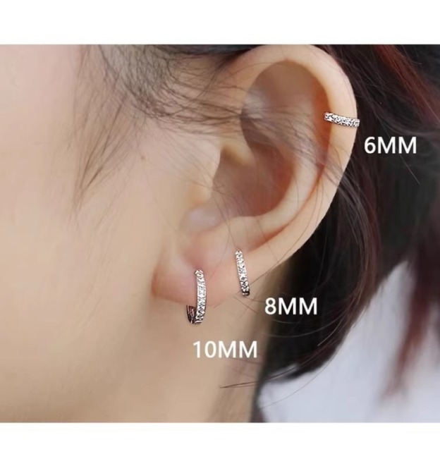 Pavé Stack Trio S925 Sterling Silver Multi-Size Huggie Earrings Layered Elegance at Your Ears