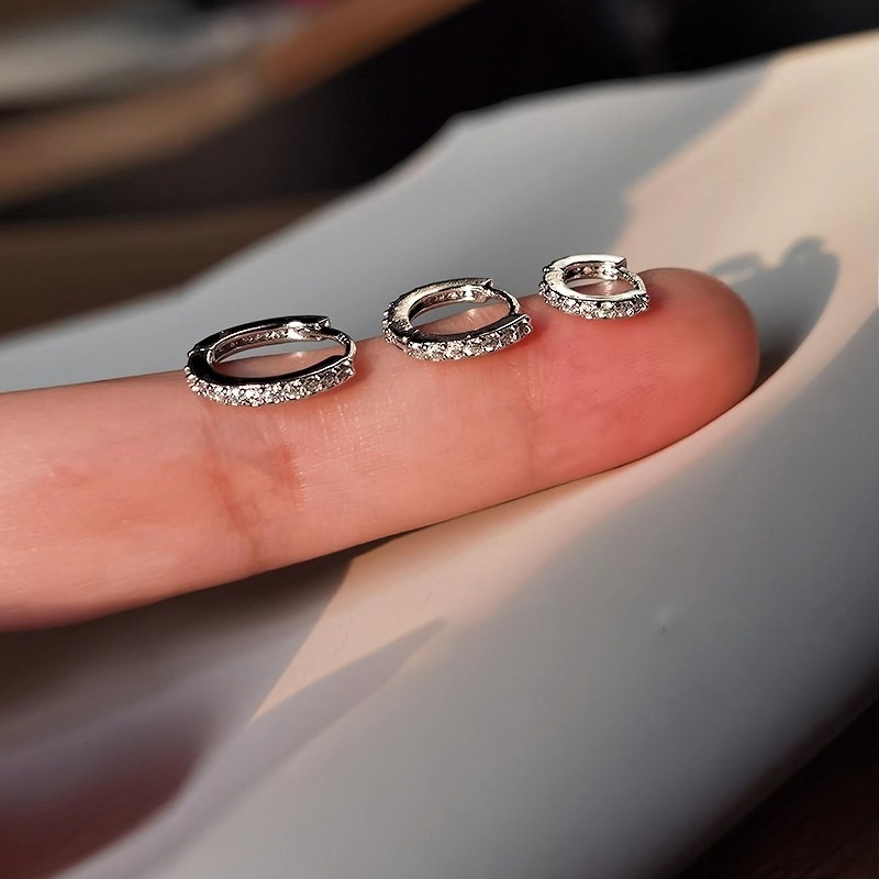 Pavé Stack Trio S925 Sterling Silver Multi-Size Huggie Earrings Layered Elegance at Your Ears